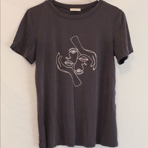 Bohme Charcoal colored abstract T shirt size small 67% Modal 25% Spandex